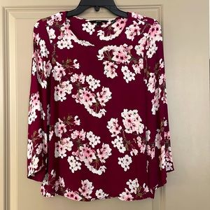 Very Moda, women’s maroon blouse with flowers, size M